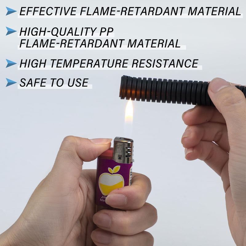 Kanayu Split Wire Loom Tubing Flame Retardant Wire Covering High Temperature Cable Sleeves Split Protector Cable Conduit for Industrial Electrical Automotive Marine(1/2''-100 ft,Black) 1/2 Inch 100Ft Black