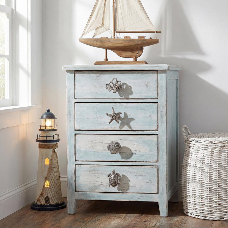 Zonon 8 Pcs Coastal Nautical Cabinet Knobs, Beach Ocean Themed Drawer Knobs, Starfish Seashell Sea Turtle Octopus Cabinet Pulls & Handle, Metal Knob for Dresser Cupboard Wardrobe (Pewter) Pewter Vintage