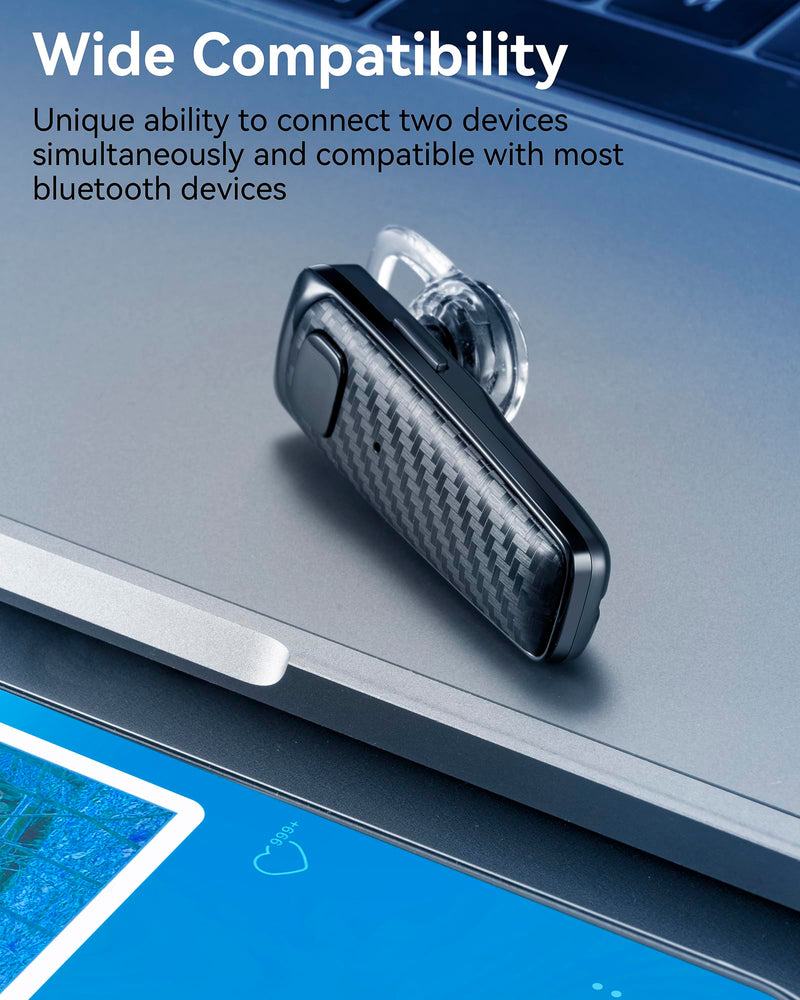 S525 Bluetooth 5.1 Wireless Earpiece, 16Hrs HD Calling, CVC8.0 Noise Cancelling, Hands-Free, Black S525-black