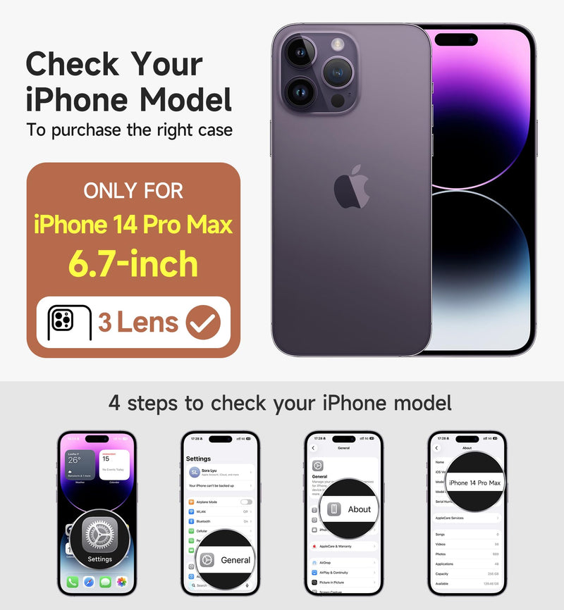 SURITCH for iPhone 14 Pro Max Case, Compatible with MagSafe, Built-in Kickstand & Camera Cover & Translucent Back, Shockproof Rugged Protective Phone Cover 6.7 Inch, Black