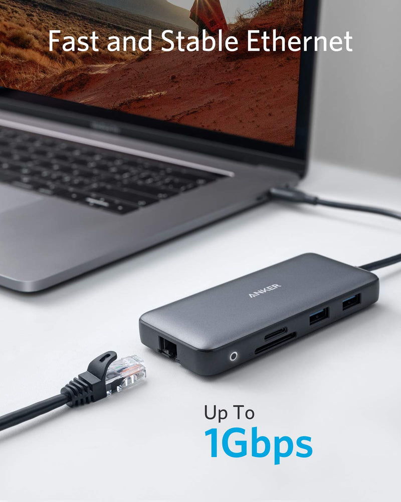 Anker Laptop Docking Station Dual Monitor, 8-in-1 USB C Hub with 4K HDMI | Dual HDMI USB C Dock, 1Gbps Ethernet, 85W Max PD, SD/TF Card Reader, for USB C Laptops, XPS and More (Charger Not Included) 8 in 1 【2 HDMI + Ethernet】
