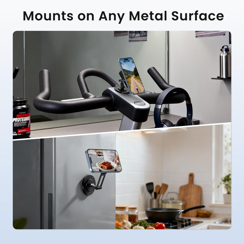 Itramax Magnetic Phone Holder for Magsafe,360° Rotatable iPhone Stand Mount | Dual Sided Ring Smartphone Holder for Desk with Non-Slip Base for iPhone 17 16 Plus 13 12 11,Pixel 9 8,Samsung,Office,Kitchen 360°Rotating - Black
