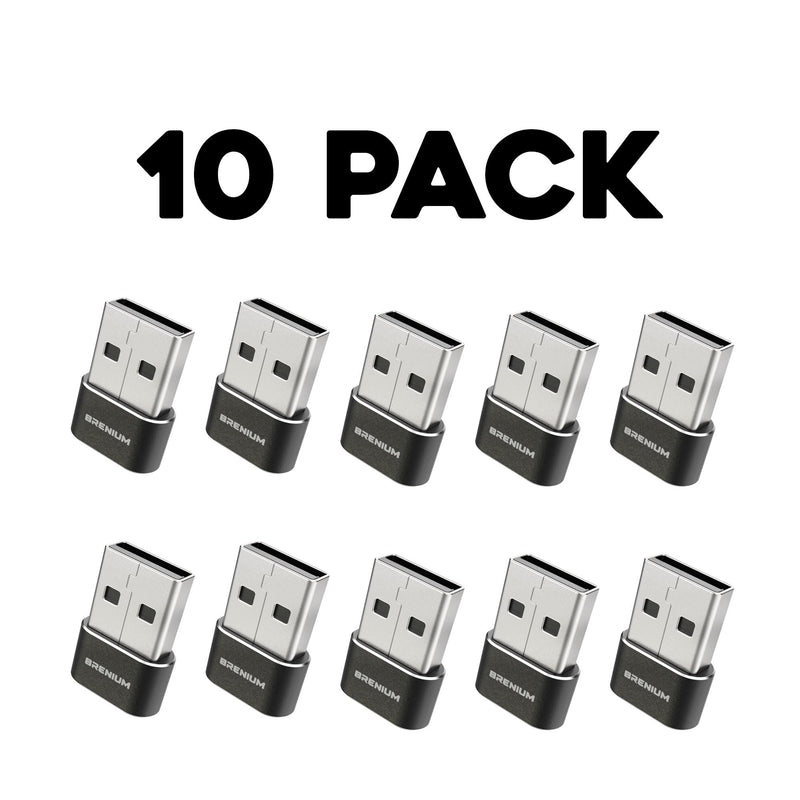 USB-C to USB-A Male Adapter 10-Pack - Charging and Data Converter Type C Female to Type A Male, Compatible with iPhone 15, Samsung Galaxy, iPad, Apple Watch - Black