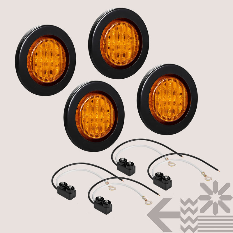 TRUE MODS 4pc 2.5" 12V Amber Round LED Clearance Side Marker Lights [DOT FMVSS 108] [SAE P2] [Reflector Lens] [Grommet & Plugs] [Flush-Mount] [Waterproof IP67] for Boat Trailer Semi Truck RV Peterbilt 4 Pack