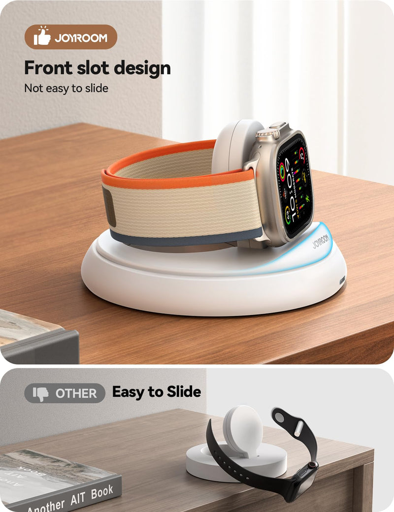 JOYROOM for Apple Watch Charger Stand,Portable Magnetic iwatch Charger with Charging Cord, Foldable Apple Watch Fast Charger Support Nightstand Mode,Compatible with Apple Watch S9-S2/SE/Ultra,White