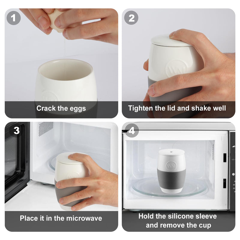 Non-Stick Ceramic Egg Cooker,Quick Scrambled Egg Maker with Silicone Sleeve for Easy Grip and Heat Protection,Microwave Egg Cooker Holds Up to 4 Eggs for Mug Cake, Muffin, Omelet