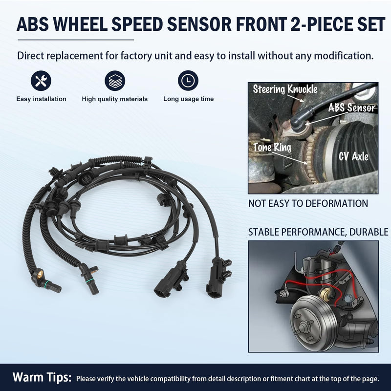  [AUSTRALIA] - 1 Pair ABS Wheel Speed Sensor Fit for Wrangler 2018-2023 Gladiator 2020-2023 Front Driver and Passenger Sensor 2Pcs Set Side Replaces 68394210AC 68394210AD 68394210AF