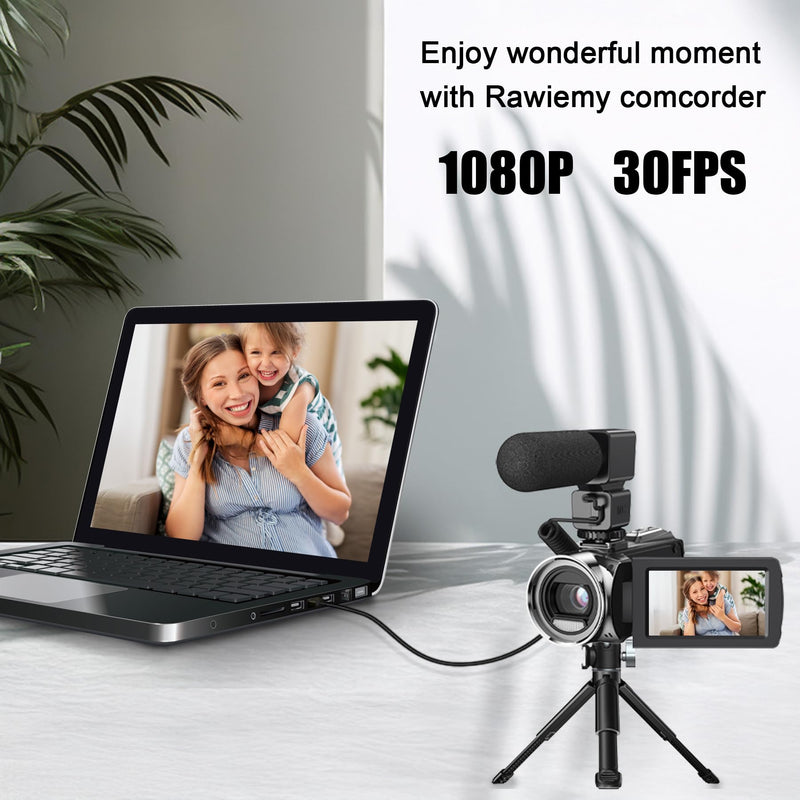 Video Camera Camcorder Digital Camera Recorder for YouTube Full HD 1080P 30FPS 36MP 3.0" 270゜Rotation LCD Video Cameras for Filming with Microphone,32GB SD Card, 2 Batteries for Kids Students Elderly
