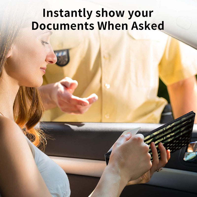 Car Registration and Insurance Holder, Leather Car Glove Box Organizer, Cool Car Accessories for ID, Driver's License Cards & Essential Document, business cards, Men&Women,Military Camouflage USA Flag Military Camouflage USA Flag
