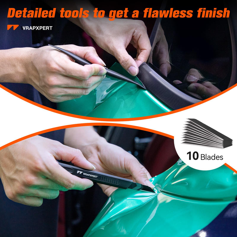 WRAPXPERT Window Tint Tool Vinyl Wrap Tools Small Tinting Squeegee, Vinyl Wrap Squeegee with Felt Buffers, Utility Knife, for Side/Quarter Window Tint Applying, Car Wrapping/PPF Installation