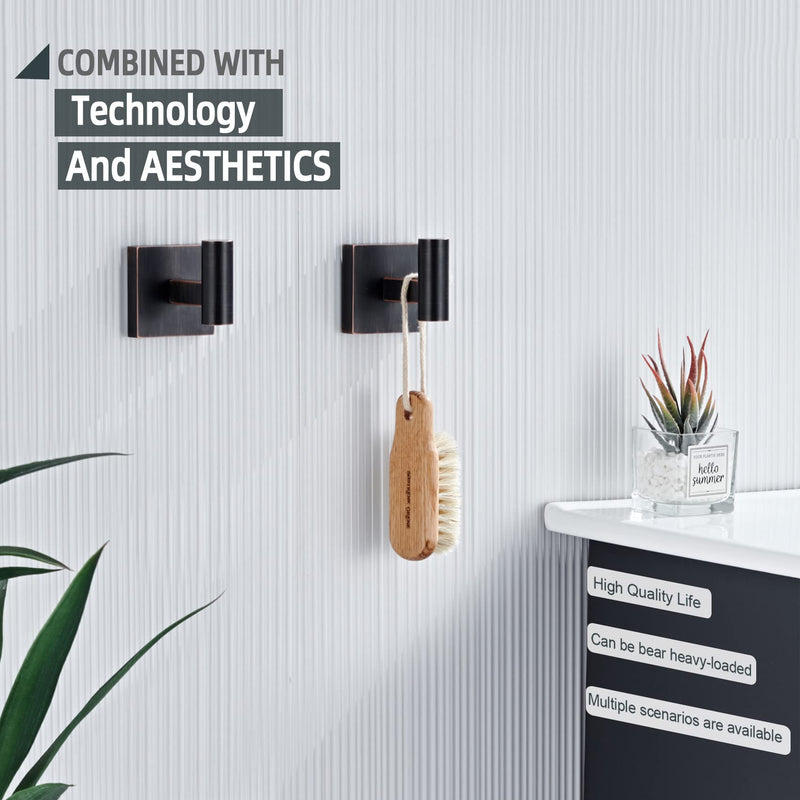 KOKOSIRI Robe Hooks Bathroom Towel Coat Hook for Bath Kitchen Hardware Wall Mounted, 2 Pack Oil Rubbed Bronze Stainless Steel B1013ORB-P2