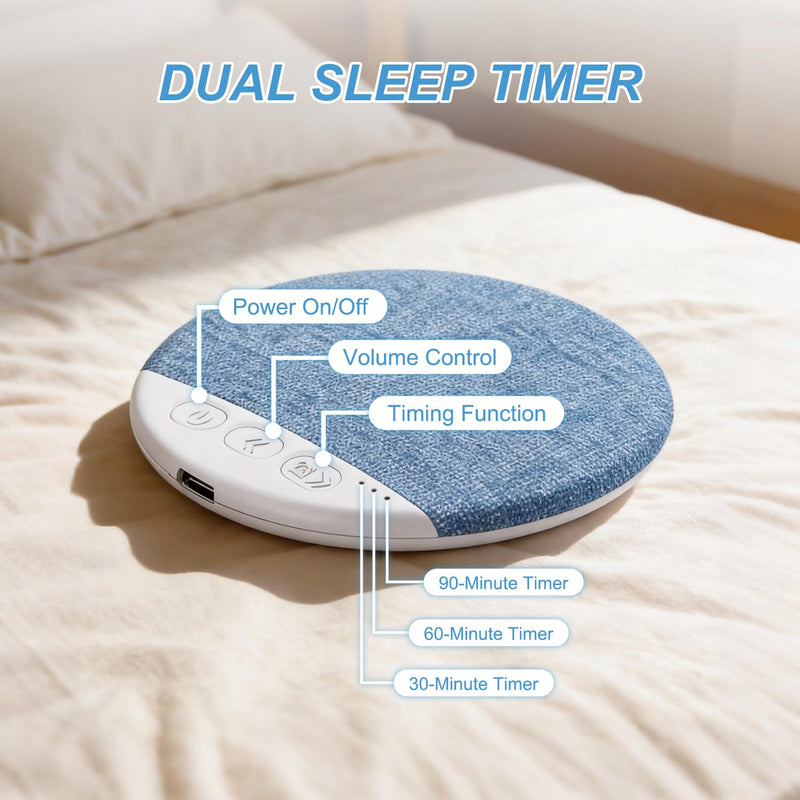 2026 Mini Bluetooth Pillow Speaker for Sleeping, Under Pillow Speaker with Built-in White Noise & Pink Noise Sound Machine, 48H Playtime, 3 Timers, Stereo Bass Private Sleep Audio (Blue) blue