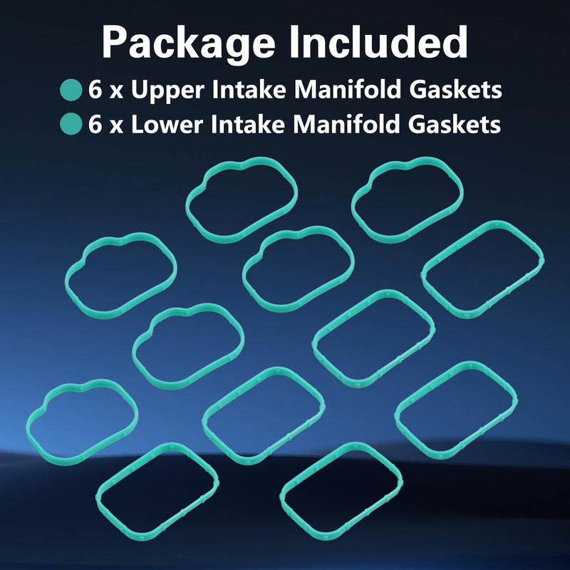 Engine Intake Manifold Gasket Set Lower and Upper Silicone Rubber Compatible with Chrysler 200 300 Dodge Durango Jeep Cherokee Gladiator Wrangler Ram 1500 3.6L V6 Replace# 68217514AB MS97204 MS97205