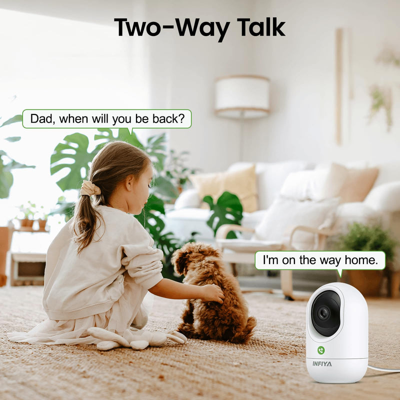 2K Security Camera Indoor-360 Cameras for Home Security and One-Tap Call, Elderly/Cat/Baby/Nanny, Motion Alert, Intelligent Tracking, 2.4GHz WiFi Only, Work with Alexa/Google Home, K7 2Pack 2.4G-2K-2pack