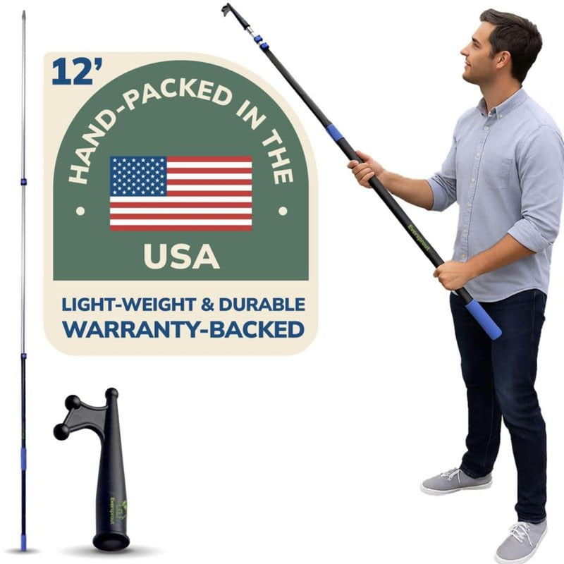 EVERSPROUT Telescoping Boat Hook | Floats, Scratch-Resistant, Sturdy Design | Durable & Lightweight, 3-Stage Anodized Aluminum Pole | Threaded End for Boating Accessories 12' Pole