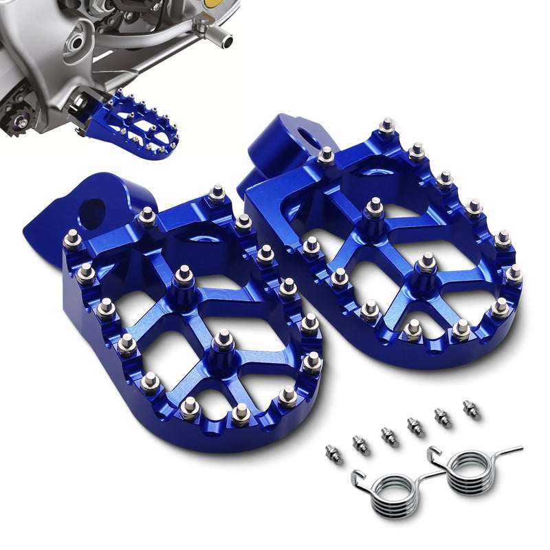MZS Dirt Bike Foot Pegs, CNC Motocross Footpeg MX Footrest Rest Pedal Blue Compatible with YZ65 YZ85 YZ125 YZ250 YZ250F YZ125X YZ250X YZ426F YZ450F YZ450FX YZ250FX WR250F WR450F YZ 65/85/125/250/250F/250X/426F/450F,WR 250F/450F