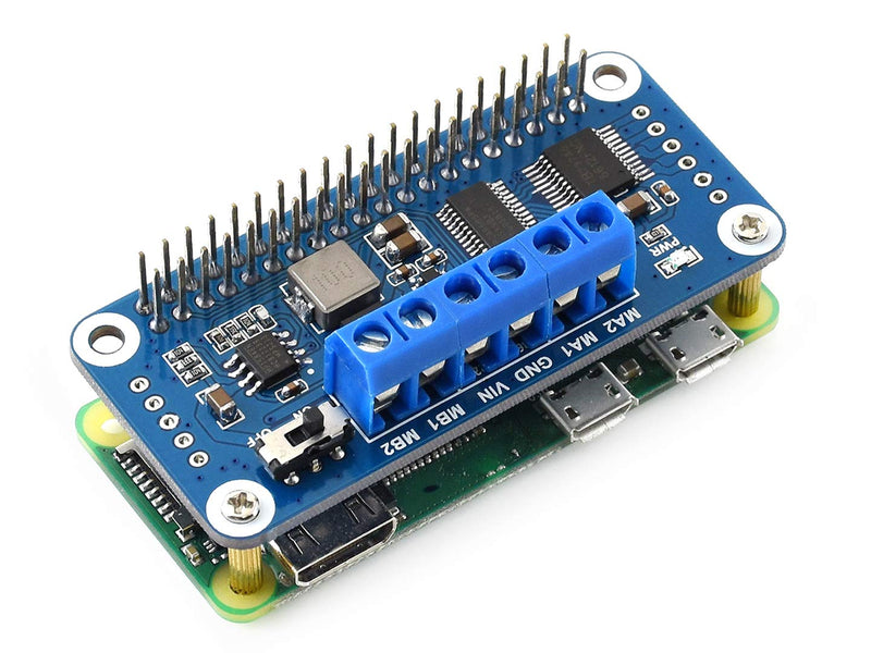 Waveshare Motor Driver HAT for Raspberry Pi Zero/Zero W/Zero WH/2B/3B/3B+ via I2C Interface Driving Two DC Motors