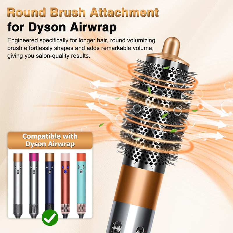  [AUSTRALIA] - Round Volumizing Brush for Dyson Airwrap HS05 HS01 Styler Attachments | Compatible with Dyson Airwrap HS01/HS05 Styler Attachments, Part No.969489-01 970750-01, Gold