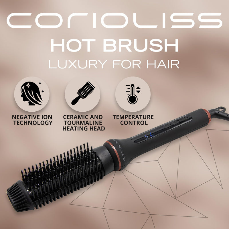 Corioliss Electric Hair Straightening Brush Hot Brush Antifrizz Temperature Control 80º to 210º Ionic Ceramic Automatic Switch Off