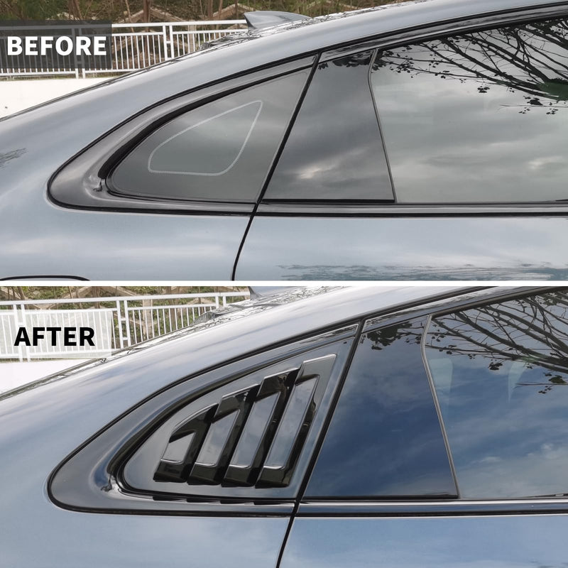 for Chevrolet Chevy Malibu 2016-2024 Rear Side Window Louvers Sport Style Triangular Window Glass Blinds Air Vent Scoop Shades Cover Trim Blinds Auto Exterior ABS Decorate Accessories (Piano Black) Piano black