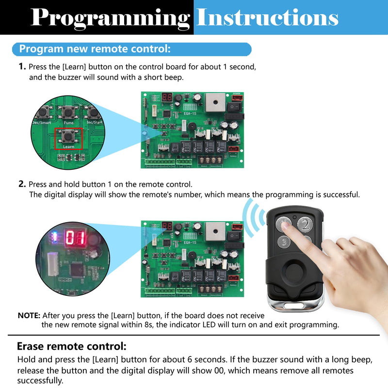 Gate Opener Remote Control Transmitter Only Works for GYXEL & JUJIANG Automatic Gate Opener Hardware Control Remote, Replacement for JUJIANG Electric Opener Keychain Remote, Not working with ZUMI CO-Z