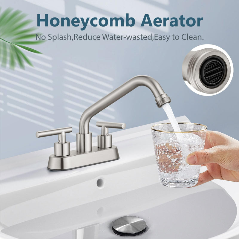 Aolemi Utility Sink Faucet 4 Inch Centerset, Laundry Sink Faucets with Swivel Spout and 3/4" NPT Threaded End, Dual Handle Faucet for Laundry or Utility Room, Brushed Nickel