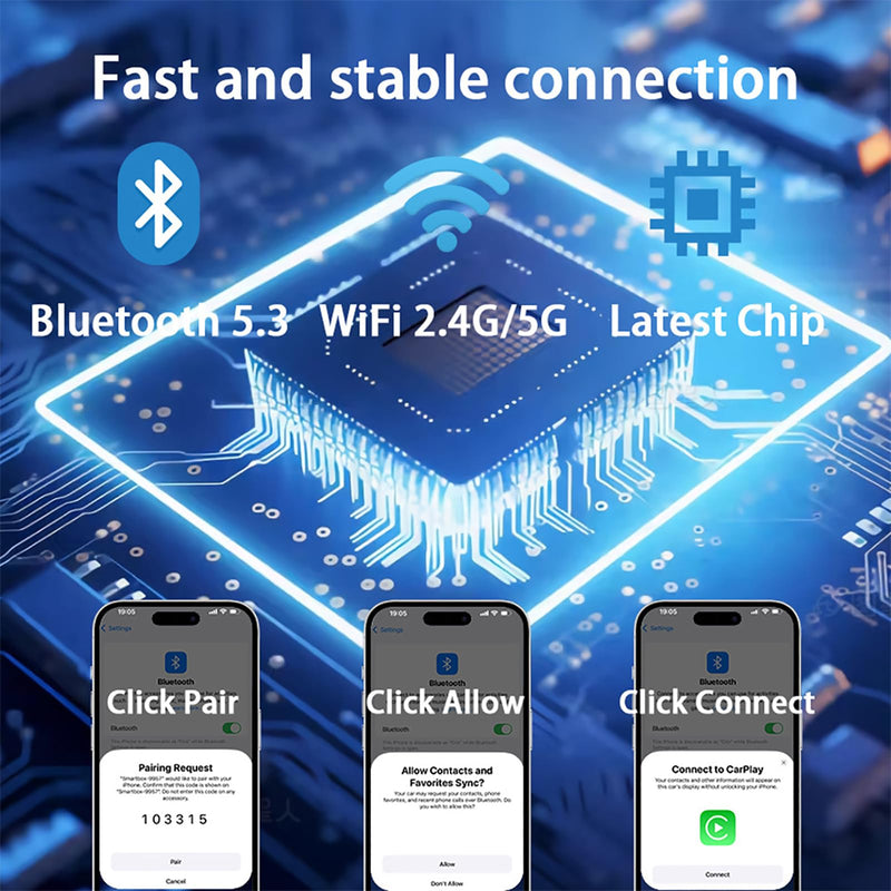 2-in-1 Wireless CarPlay Adapter & Android Auto for Apple iPhone, 2026 Upgrade Mini Bluetooth Dongle Convert Wired to Wireless, Plug & Play, USB A & Type C for 2016+ Cars, iOS 10+,Android 11+