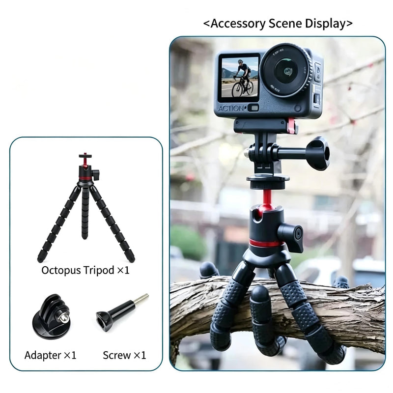 Camera Tripod,360°Rotation Flexible Stand with Adapter and 1/4'' Screws | Action Camera Holder,for Vlogging,Selfies,Video Recording ,Compatible with Nikon,Sony,DJI Cameras,Gopro Travel