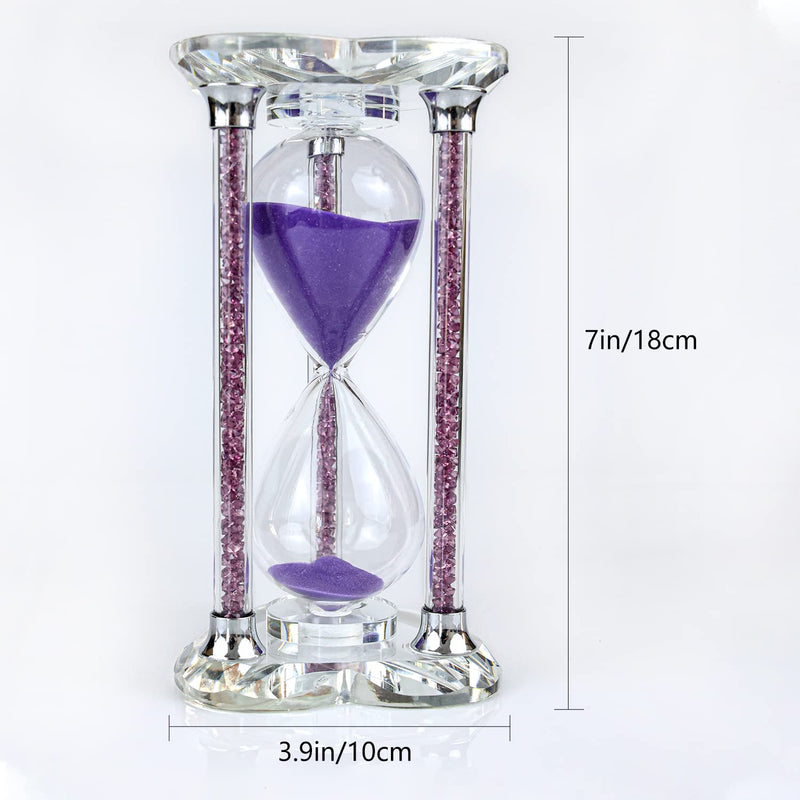 60 Minutes Sand Timers,Heart Shaped Crystal Hourglass, Sand Clock with Gift Box (Purple) Purple