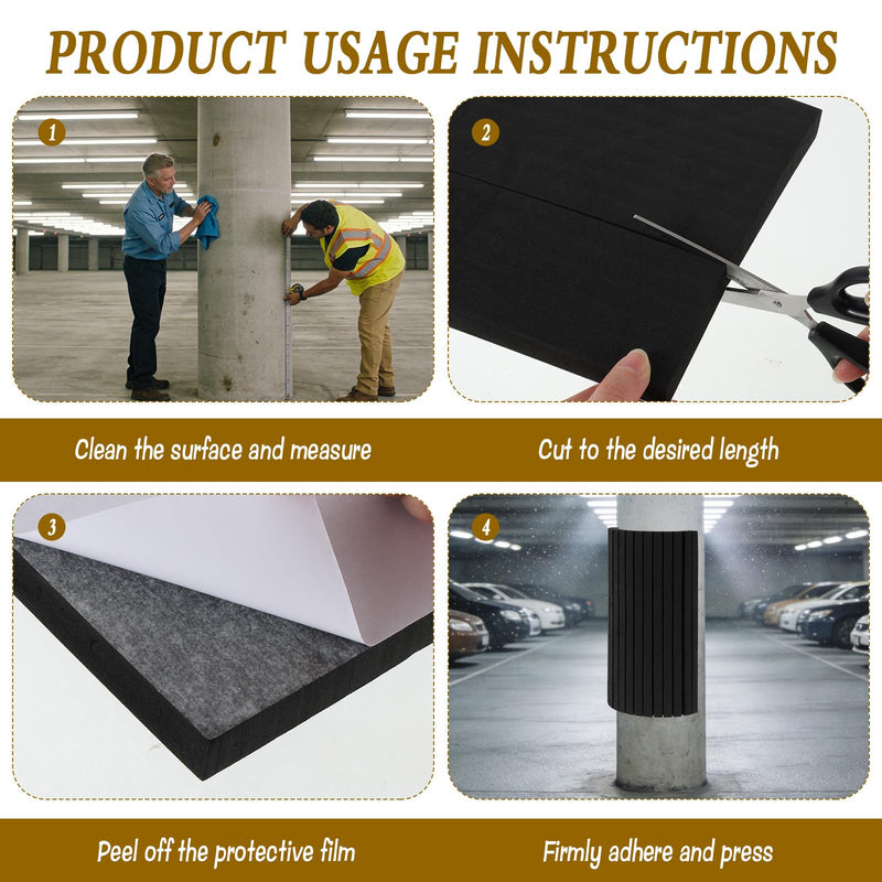  [AUSTRALIA] - 4-Pack Garage Wall Protector, 14.9”x7.8” Self-Adhesive EVA Foam Bumpers, Black Car Door Edge Guards for Parking, Wall Columns, Poles, Car Door & Bumper Collision Protection