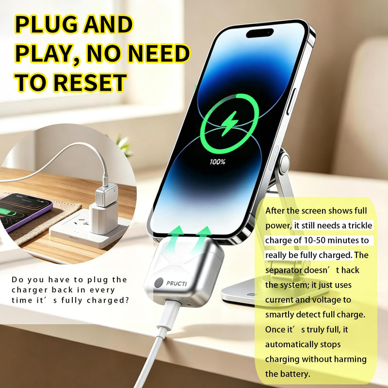 140W Auto Shut Off Phone Smart AI Auto Stop Charging Adapter Unplug on Full | Prevent Overcharging, Universal Fast Charging Compatible with USB-C Charging for Apple Devices, Headphones, Tablets, and More silvery 2 Pcs