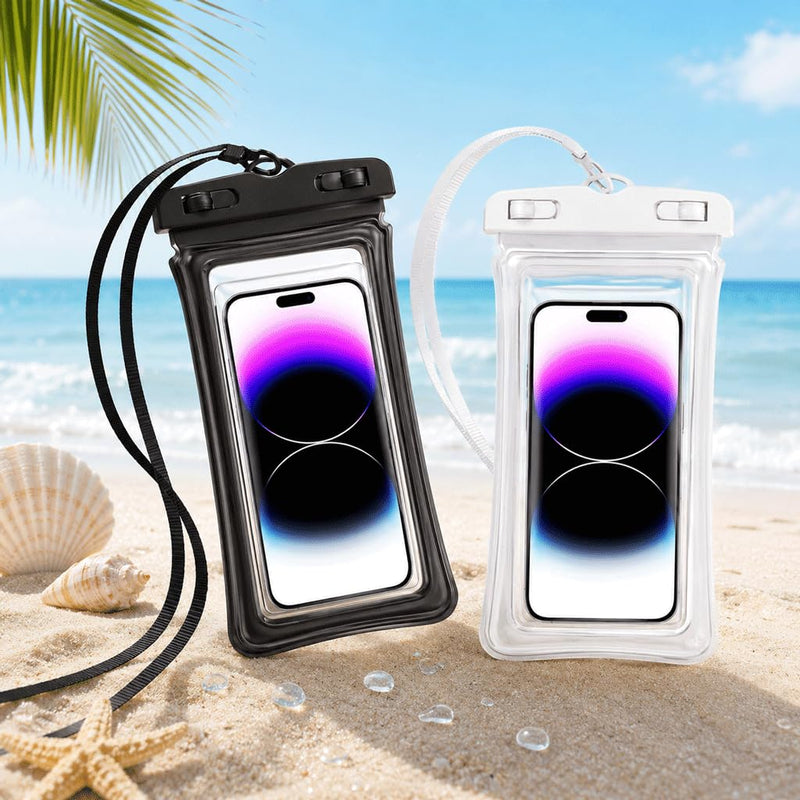 Waterproof Phone Pouch Case-[2 Pack][Easy Lock & Heavy Duty] IPX8 Water Proof Cell Phone Dry Bag for Beach,Swim Protector for iPhone 17 16 15 14 13 12 11 Pro Max Plus, Galaxy S25,7.2",Black and White