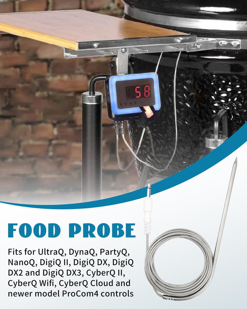 8 Foot Temperature Probe Fit for DynaQ/UltraQ/PartyQ/DigiQ/CyberQ Controls Food Premium Dishwasher Safe Temperature Probe