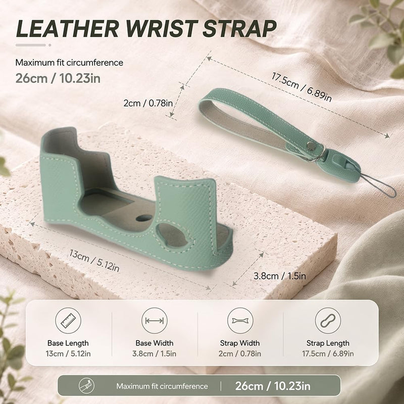 Bowan X-T50 Camera Case, Handmade Genuine Real Leather Half Camera Case Bag Cover for Fujifilm X-T50 Camera Bottom Opening Version + Hand Strap (Mint green) Mint green