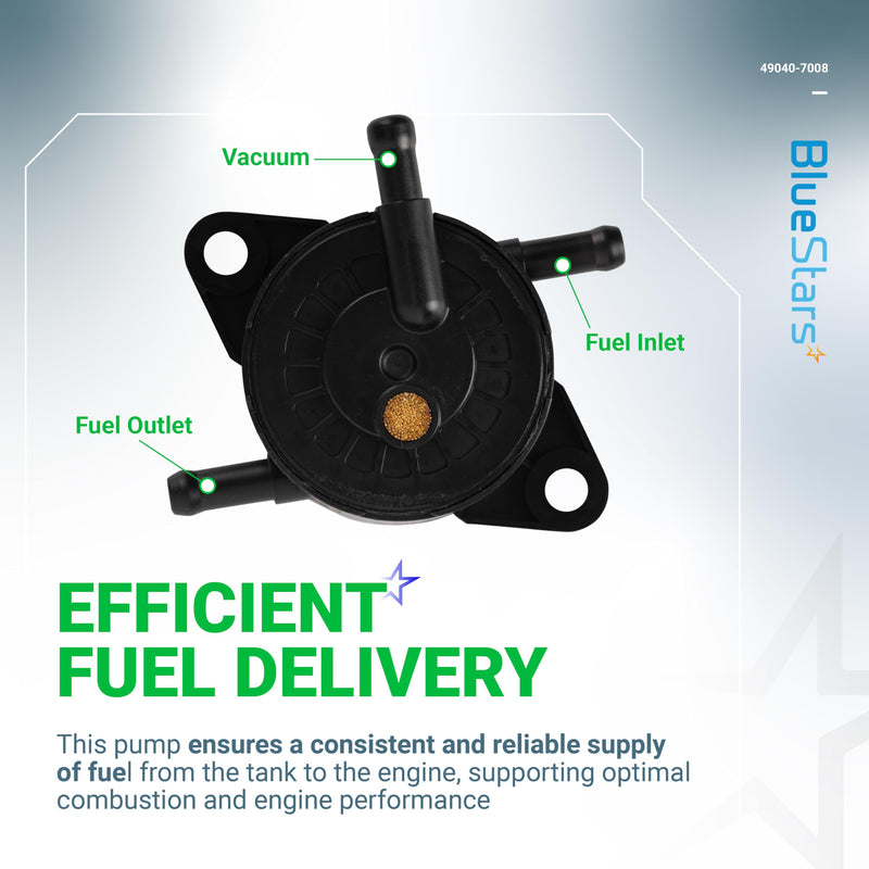 BlueStars 49040-7008 49040-0770 MIU12470 Fuel Pump - Compatible with Kawasaki FS FR FX Series Engines FS481V FS541V FS600V FS651V FS691V FS730V FR541V FR600V FR651V FR691V FR730V John Deere 636M 647A