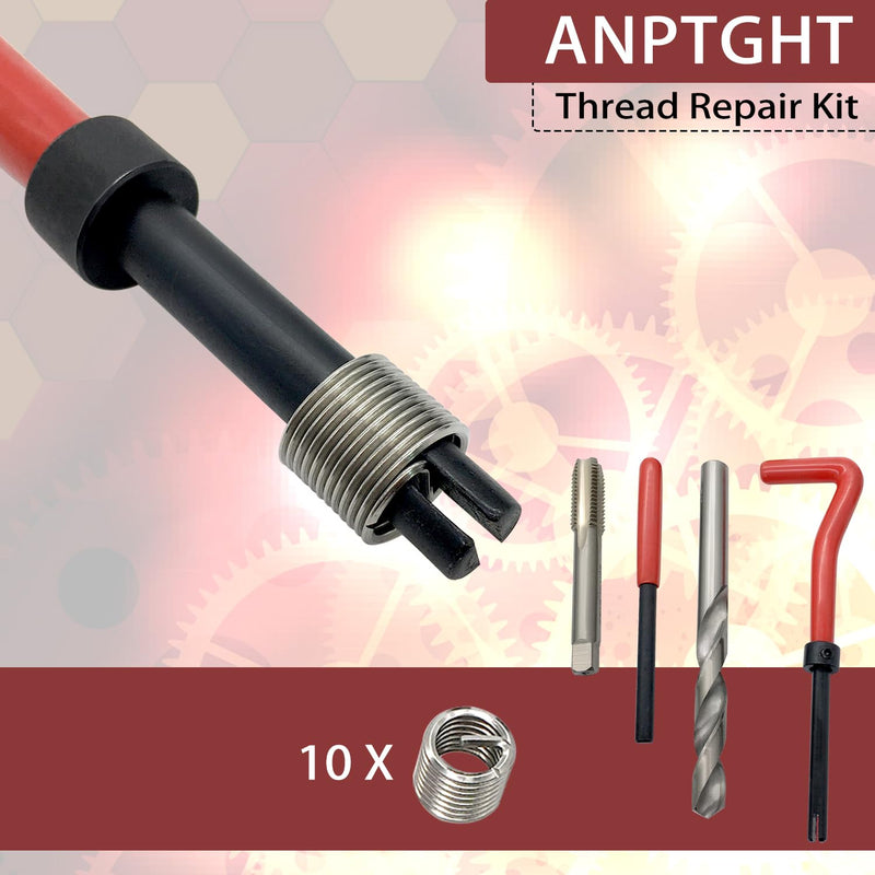 M12x1.5 Thread Repair Kit, Metric Helicoil Thread Inserts Taps Kit with HSS Drill Bits Compatible Hand Tool Set for Damaged Thread ＆ Auto Repairing 15 Pcs M12x1.5