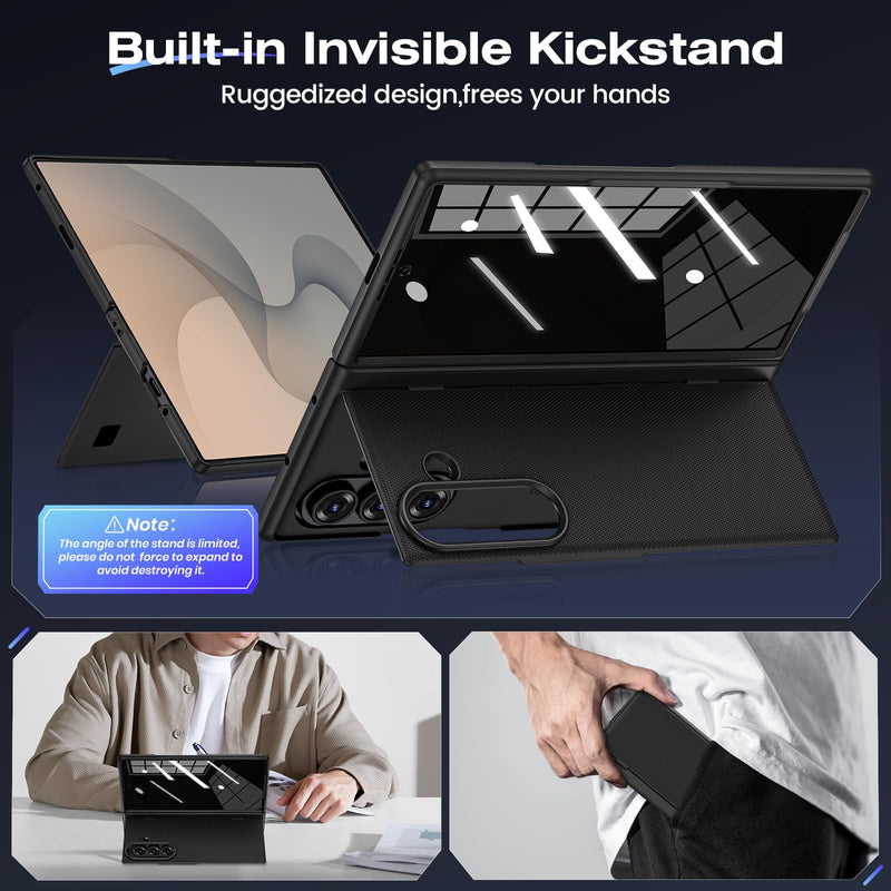 Ruky for Z Fold 8 Ultra Case with Built-in Privacy Screen Protector, Black | Support Wireless Charging, with Hidden Foldable Kickstand, Shockproof Phone Case for Samsung Galaxy Z Fold 8 Ultra, Black