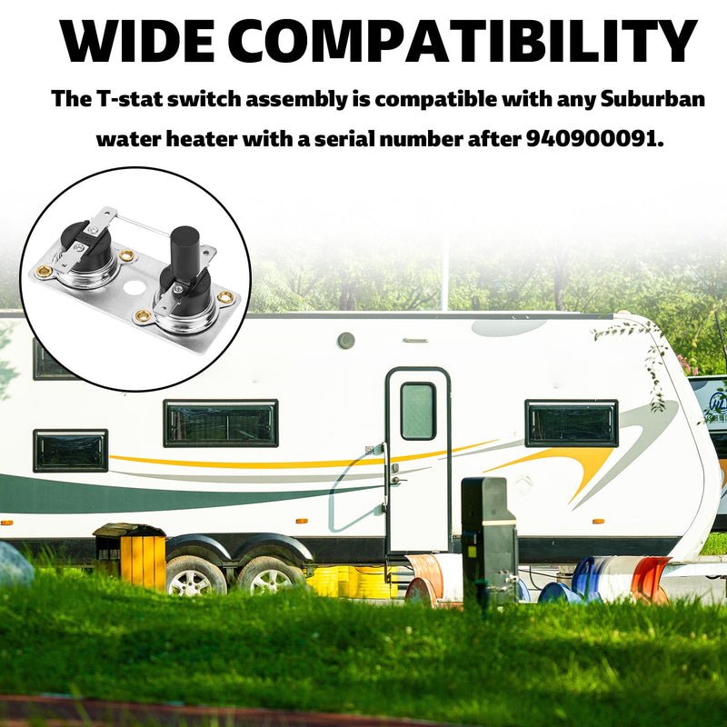 2pcs RV Water Heater Switch for Suburban 232306, Thermostat 120V T-Stat Wter Parts Accessories