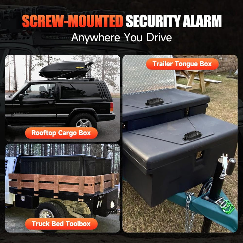 WSDCAM Screw-Mounted Trailer Anti-Theft Alarm - 113dB Loud Vibration Security Car Alarm with 7-Level Sensitivity, IP65 Waterproof, 130ft Remote Control for Truck Tool Box, Rooftop Cargo & Outdoor Gear