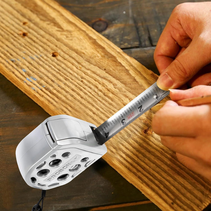 25FT Stainless Steel Measuring Tape | Anti Rust, Strong Magnetism on The Bottom, Hollow Design, Portable Self-Locking, For Household Woodworking