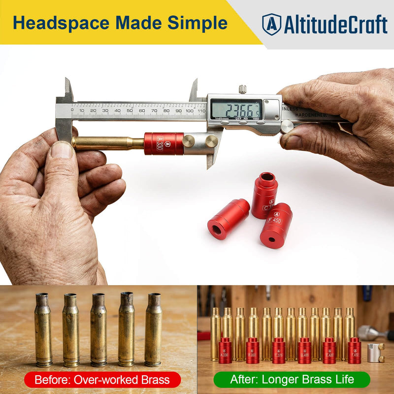 Headspace Gauge Comparator Kit with 6 Bushings, Reloading Supplies and Equipment, Reloading Tool, Compatible for Most Bottlenecks Cases for A330, B350, C375, D400, E420 and F188 Headspace Gauge Comparator Kit