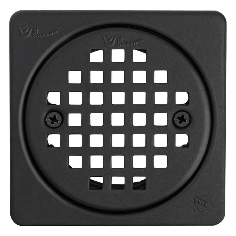 4 Inch Drain Grate Kit Compatible with Schluter Kerdi-Drain Flange Square Shower Floor Drain SS304 Stainless Steel and ABS Material - CUPC Certification, Matte Black
