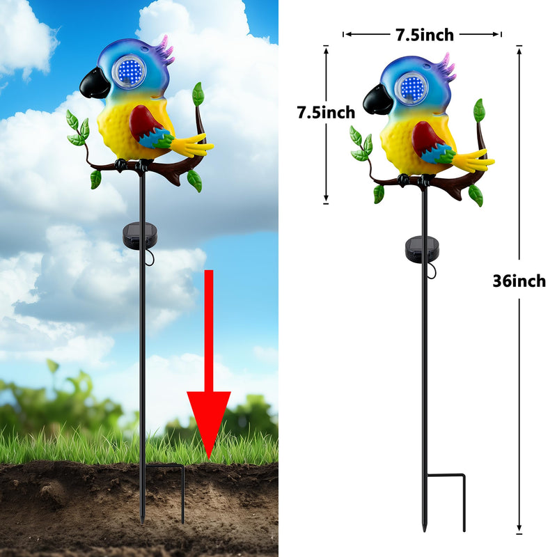 Parrot Solar Garden Lights Outdoor Waterproof, Christmas Metal Yard Decor Outdoor Solar Lights Decorative Stake for Pathway, Garden, Lawn, Patio, Driveway Blue