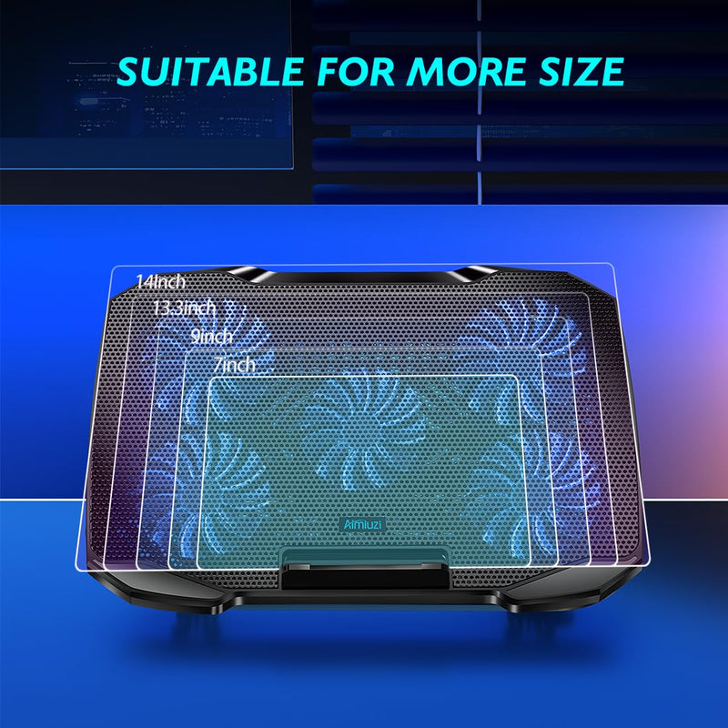 Laptop Cooling Pad Laptop Cooler Stand, Laptop Fan Cooling Pad for 12-15.6 Inch Laptop Notebooks, 5 Quiet Fans, 5 Angle Adjustable Laptop Cooling Stand (Black) Black