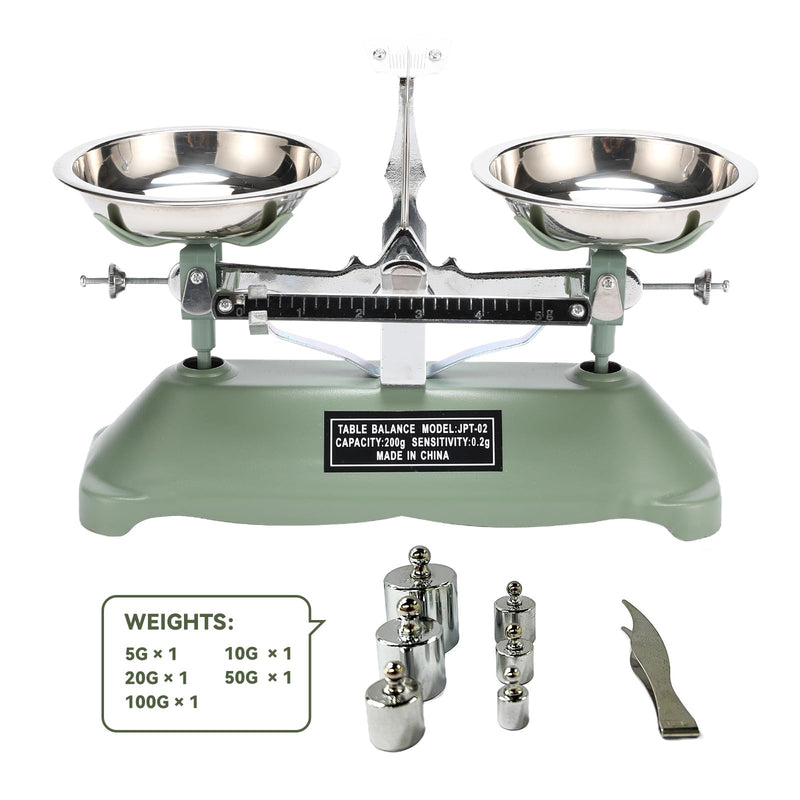 200g/0.2g Mechanical Balance Scale with Stainless Steel Weighing Pan | Calibration Weights for Science Lab and Classroom Teaching Tool