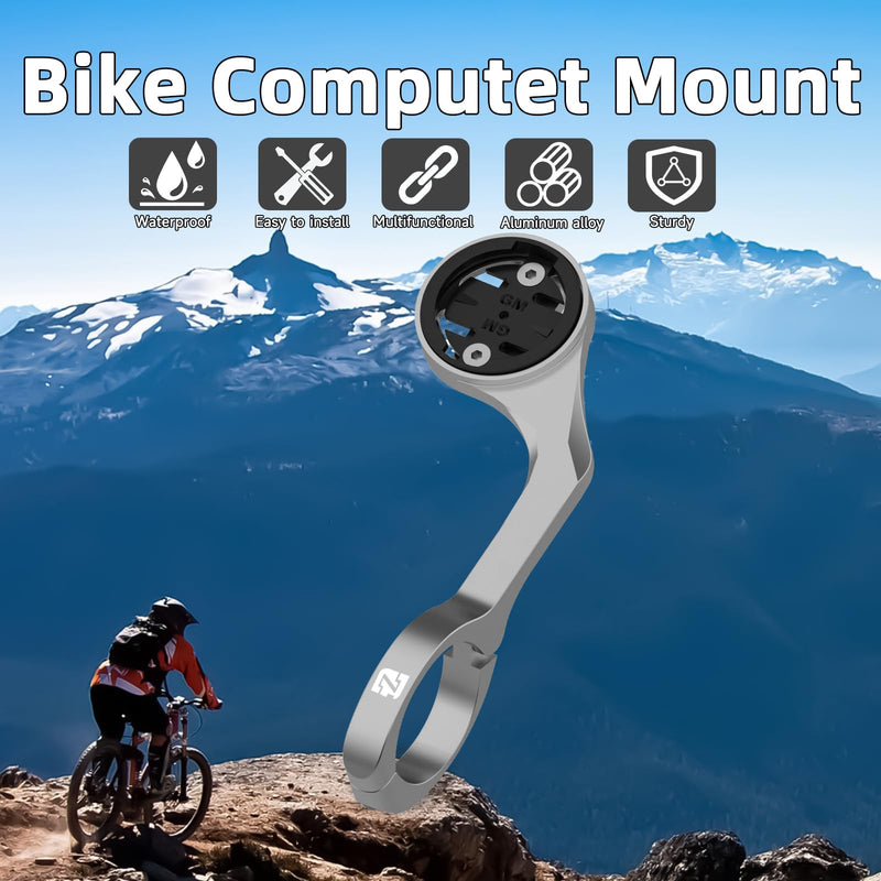 Out Front Bike Computer Mount for Garmin,Aero Bar Bike Mount Compatible with Wahoo,with Garmin,with Bryton & with Cateye,Integrated Handlebar Stand for GPS Computer,Flashlight and Sport Camera Out Front Mount-Grey