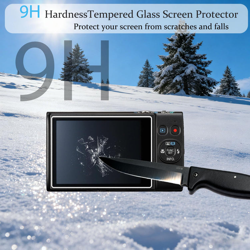 PCTC 3 Pack Screen Protector for Canon PowerShot ELPH 360 HS/IXY 650 Camera | 0.33mm Tempered Glass 9HHardness Anti-Scratch Bubble Free