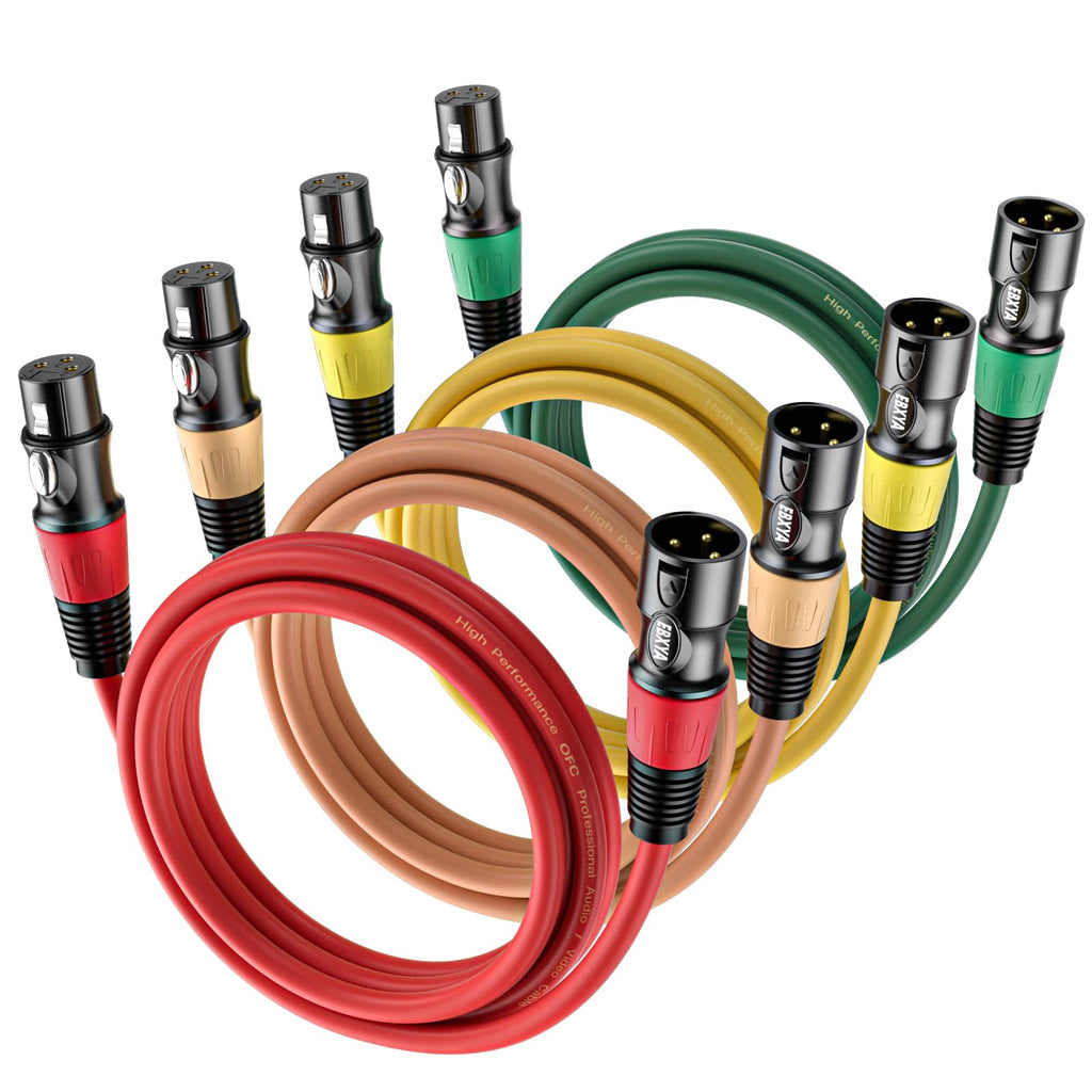 EBXYA XLR Cables 3ft - Premium XLR Male to Female Microphone Cable with 3-Pin Balanced Shielded, 4 Packs 3 Feet 4 Pack Multicolored