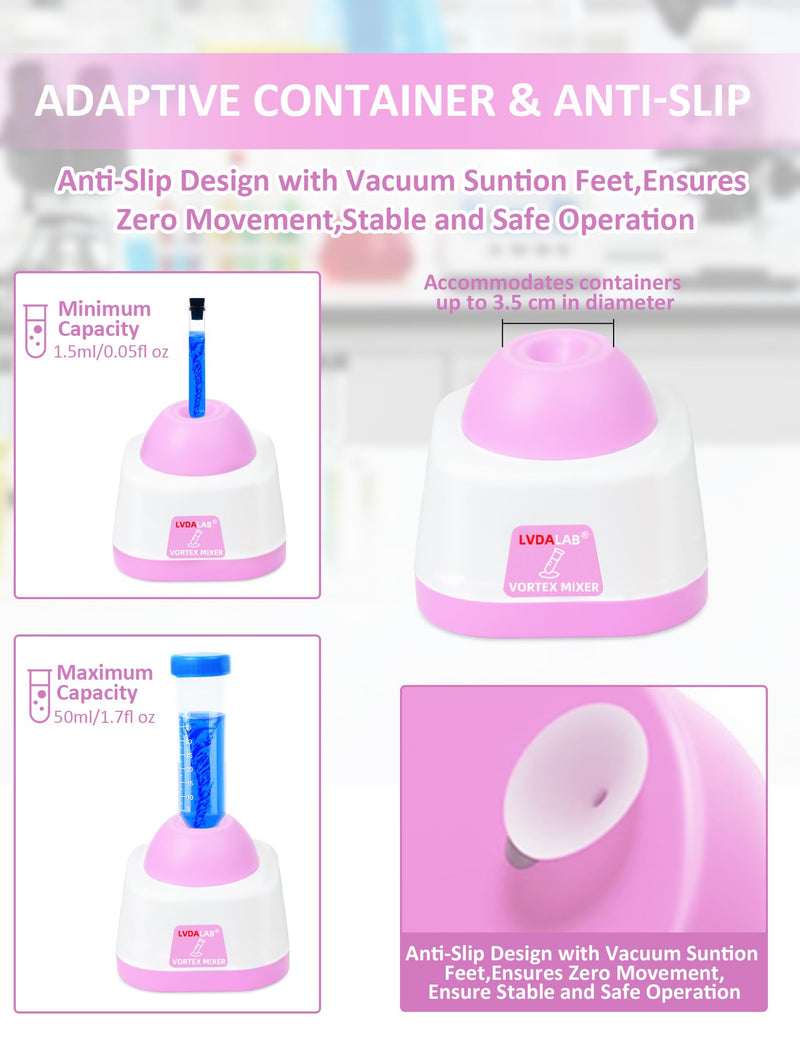Mini Vortex Mixer, Nail Polish Shaker, Hobby Vortex Paint Mixer, 3500RPM Model Paint Shaker for Gel Polish, Acrylic Paints, Eyelash Adhesives, Tattoo Ink, 120PCS Stainless Steel 304 Mixing Balls(PINK) PINK