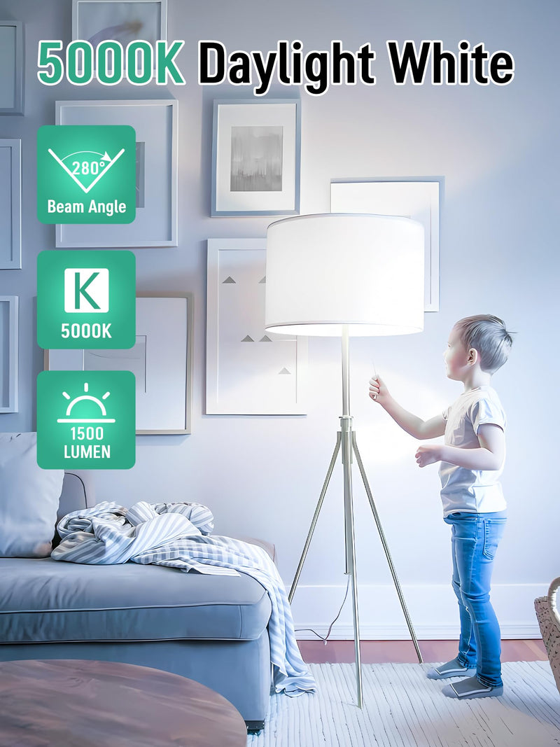 24 Pack LED Light Bulbs 100 Watt Equivalent, A19 15W 5000K Daylight White, 1500 Lumens Super Bright White Light, E26 Standard No Flicker Energy Saving Lamp Bulb for Home, Bedroom, Office, Non-Dimmable 24 Pack